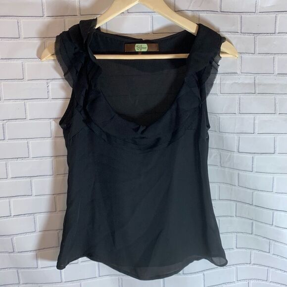 Anthro Eva Franco 100% Silk Black Top Size 0 - Picture 1 of 4